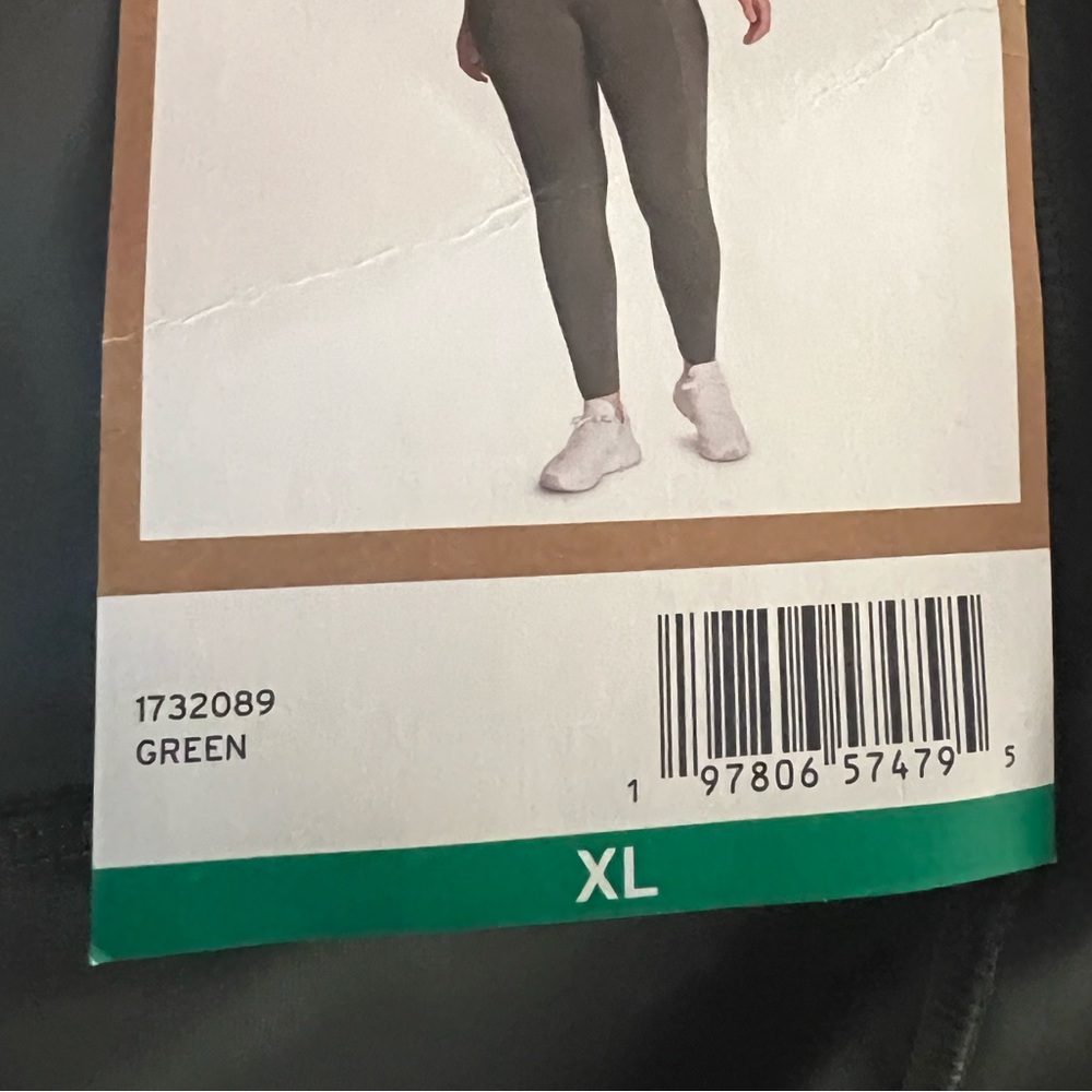 #140 Eddie Bauer Trail Leggings XL NWT Olive Green Hiking Athletic Pocket Tights - Picture 2 of 2